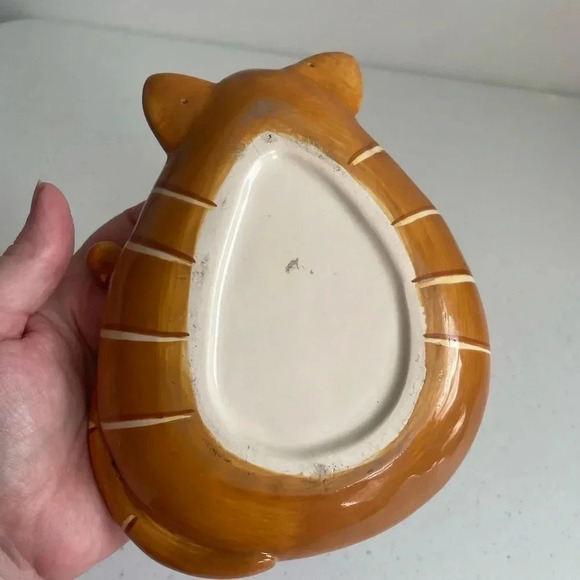Russ Berrie - Alley‎ Katz Ceramic Hand Painted Cat Candy Dish Orange 7x5.5” EUC! - Picture 5 of 6